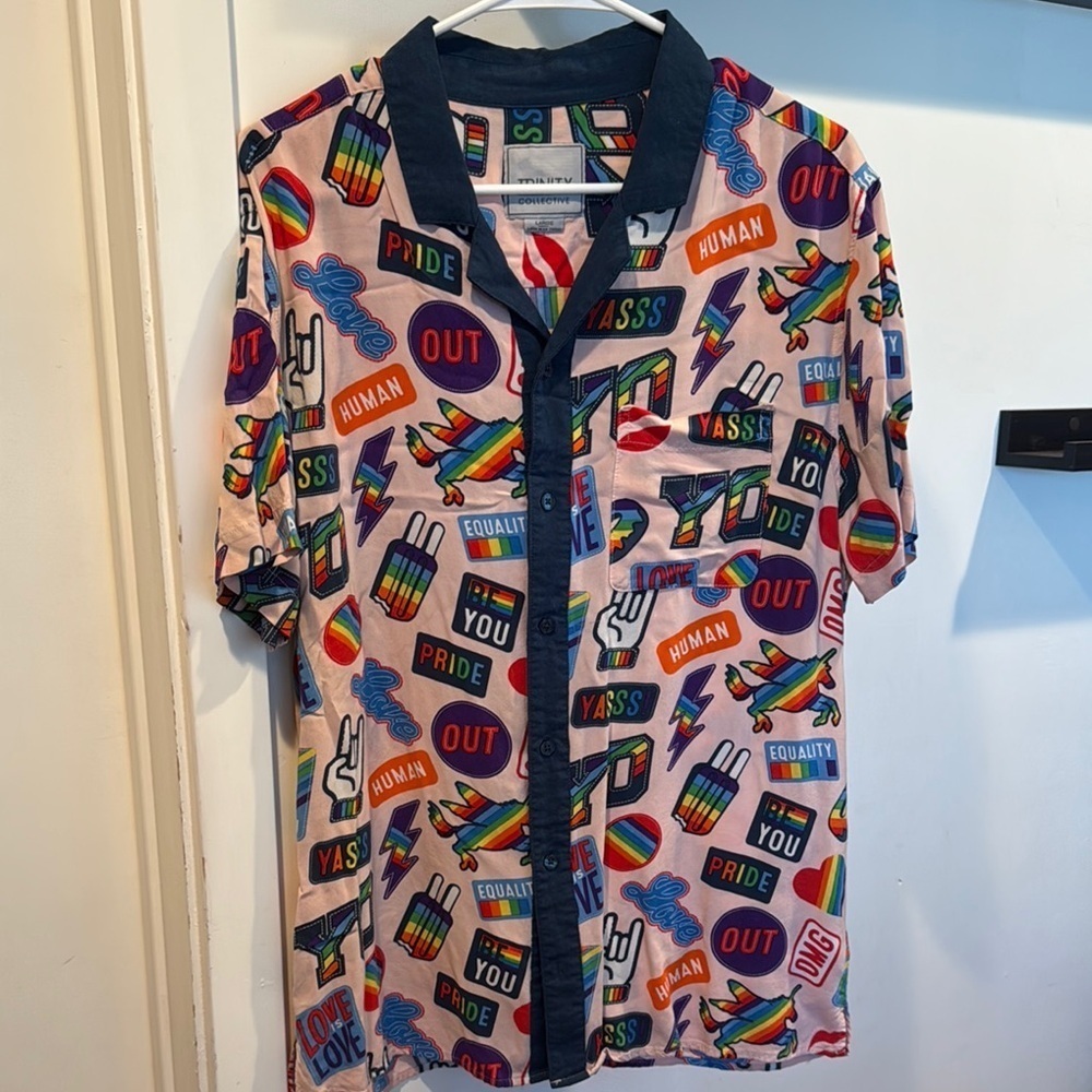 Pride Graphic Button-Up Shirt
